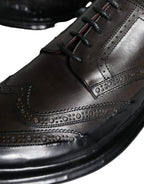 Dolce & Gabbana Black Leather Oxford Wingtip Formal Men Shoes - Zeiniez