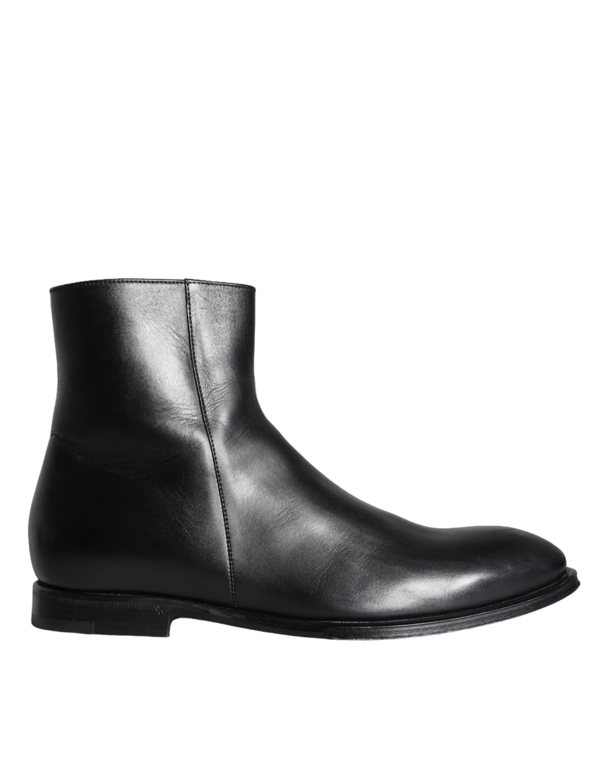 Dolce & Gabbana Black Calf Leather Men Ankle Boots Men Shoes - Zeiniez