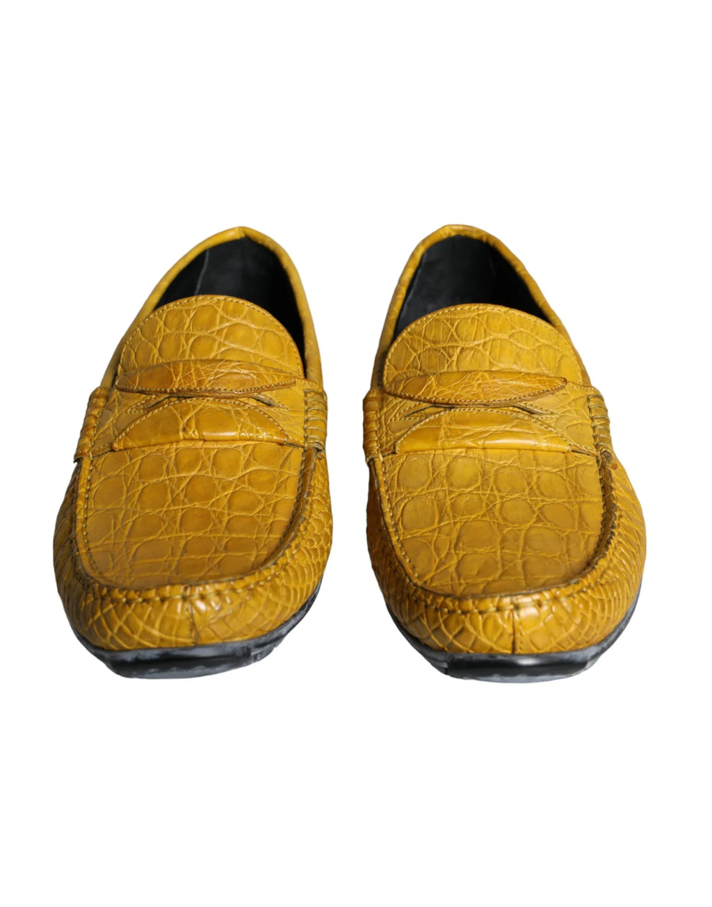 Dolce & Gabbana Yellow Leather Slip Mocassin Loafers Shoes - Zeiniez