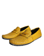 Dolce & Gabbana Yellow Leather Slip Mocassin Loafers Shoes - Zeiniez