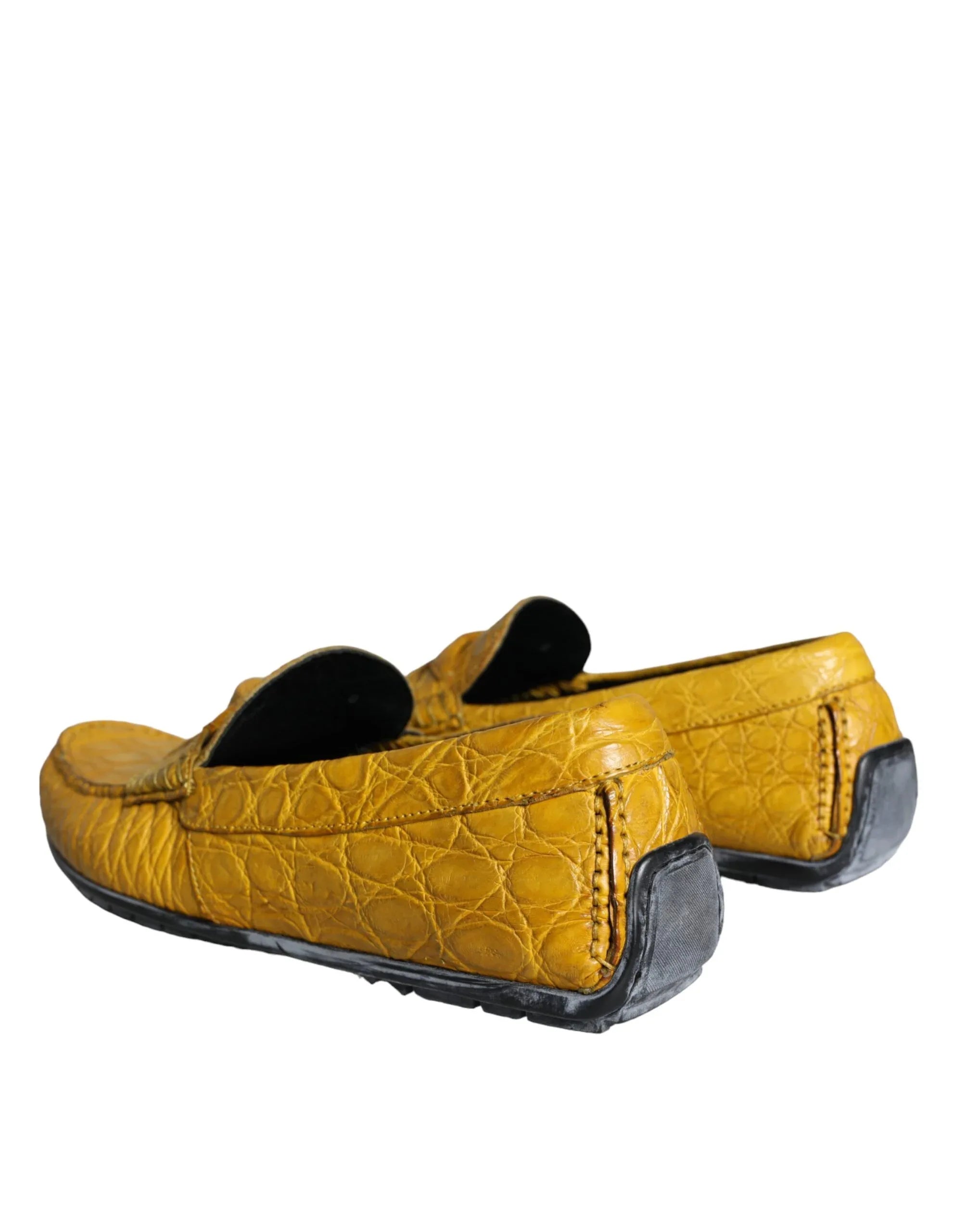 Dolce & Gabbana Yellow Leather Slip Mocassin Loafers Shoes - Zeiniez