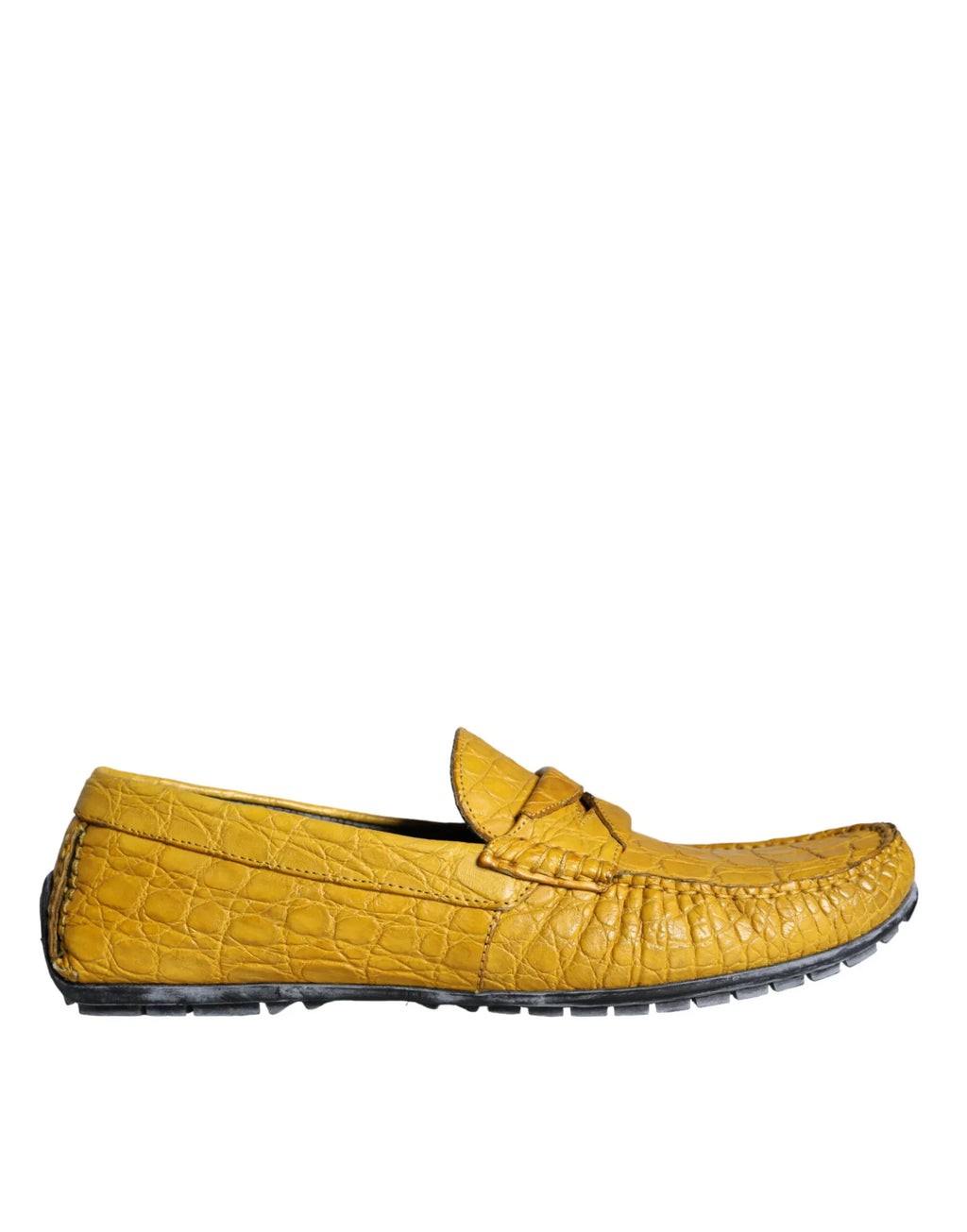 Dolce & Gabbana Yellow Leather Slip Mocassin Loafers Shoes - Zeiniez