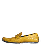 Dolce & Gabbana Yellow Leather Slip Mocassin Loafers Shoes - Zeiniez