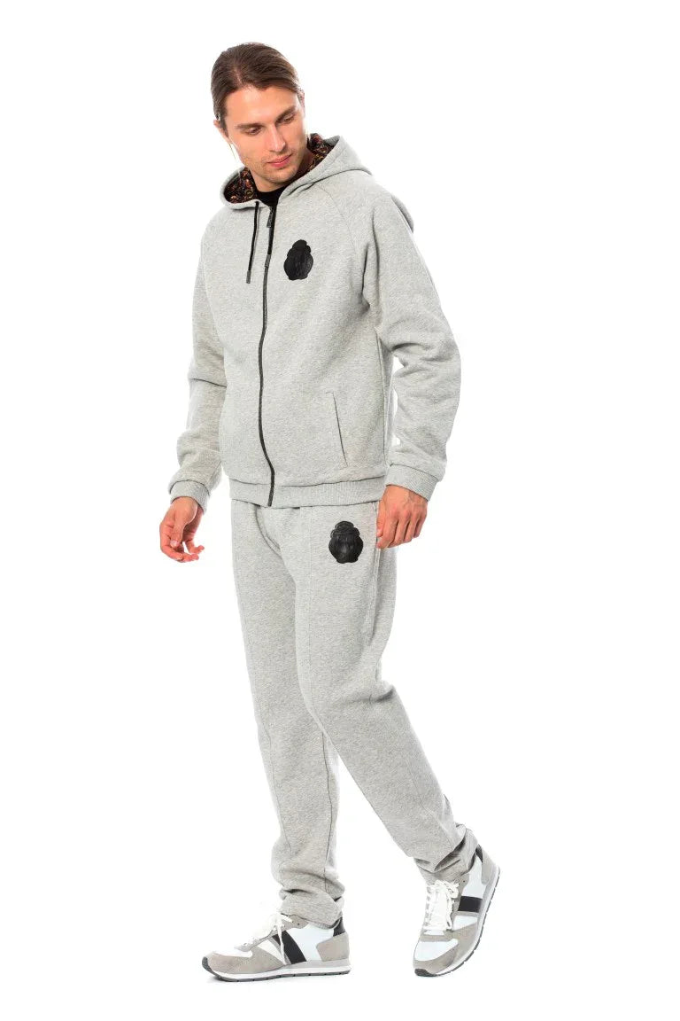 Billionaire Italian Couture Gray Cotton Hooded Sweatsuit - Zeiniez