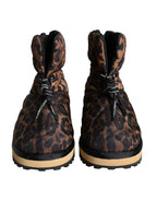 Dolce & Gabbana Brown Leopard Ankle Boots Padded Shoes - Zeiniez