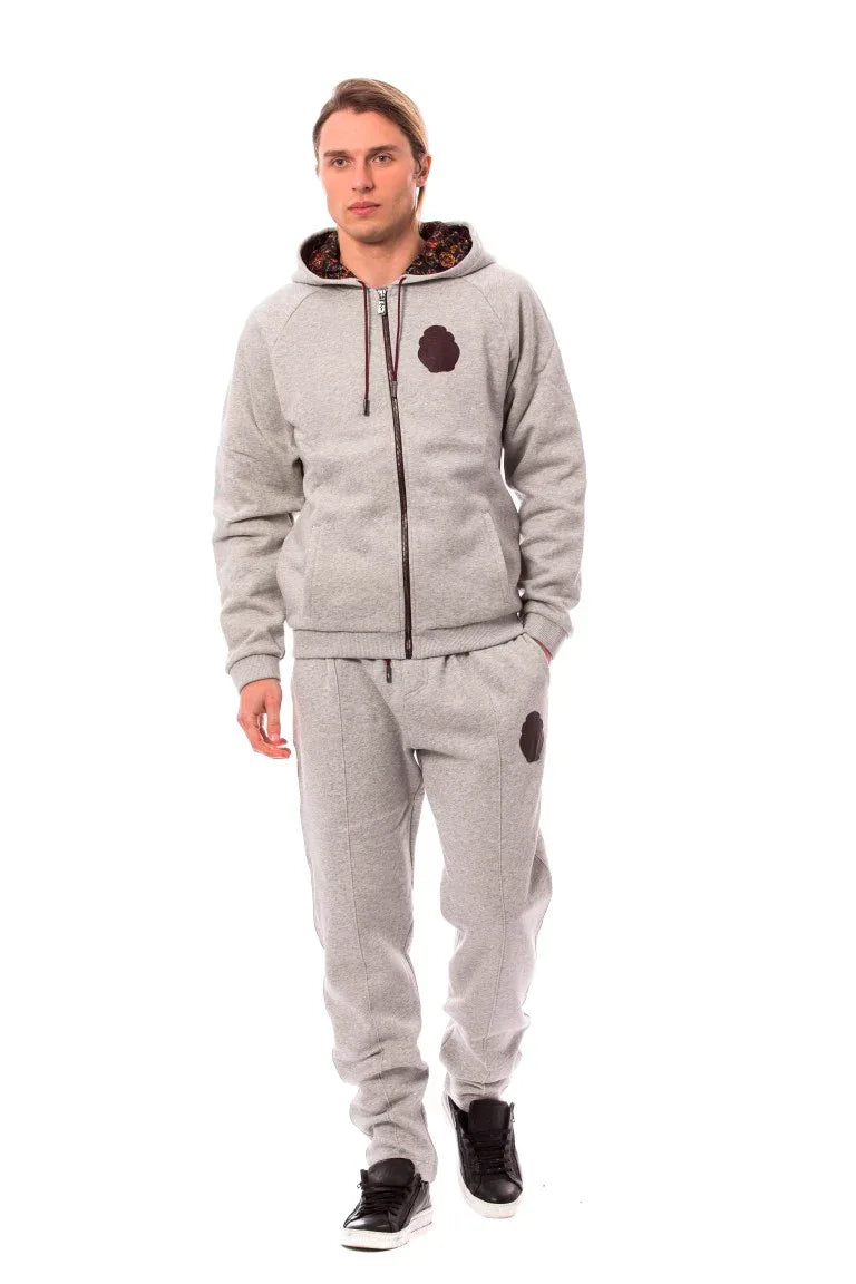 Billionaire Italian Couture Gray Cotton Hooded Sweatsuit - Zeiniez