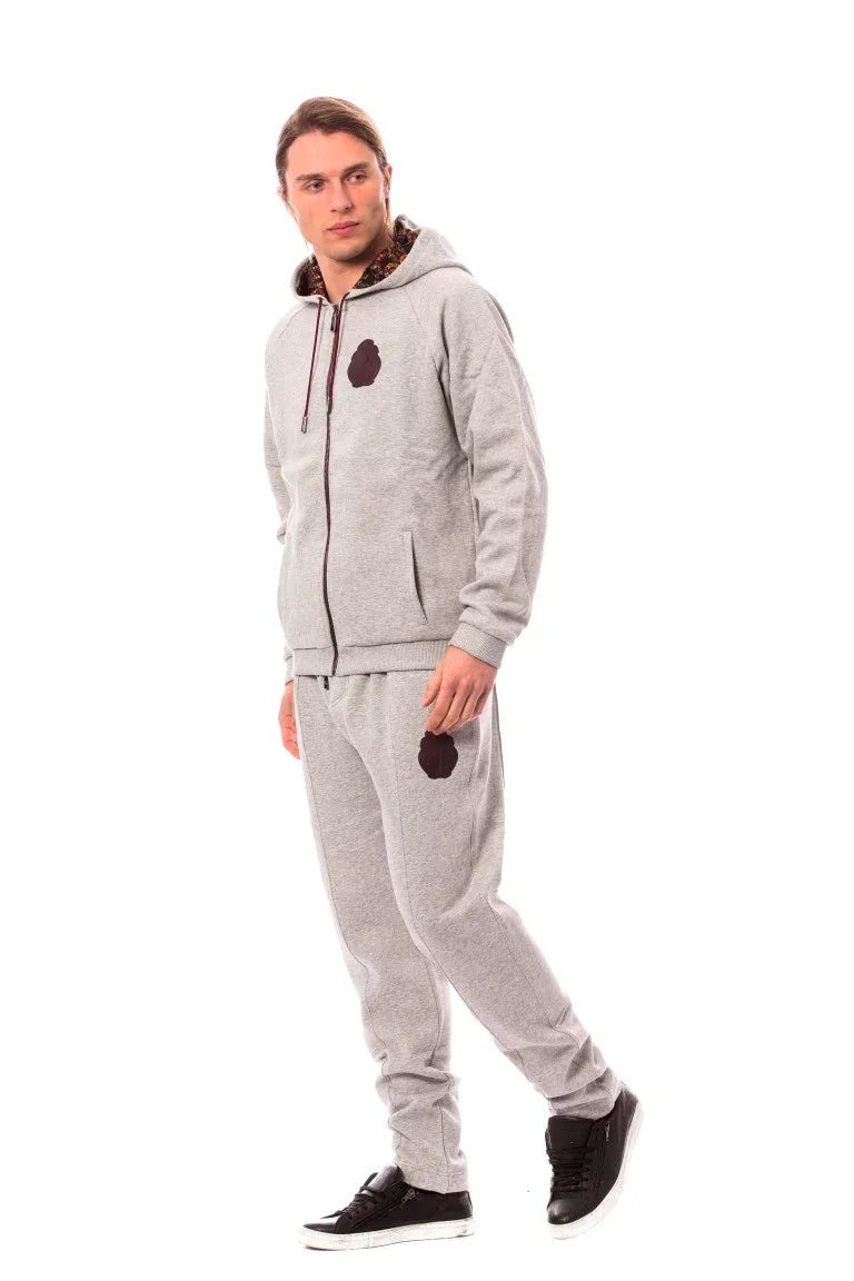 Billionaire Italian Couture Gray Cotton Hooded Sweatsuit - Zeiniez