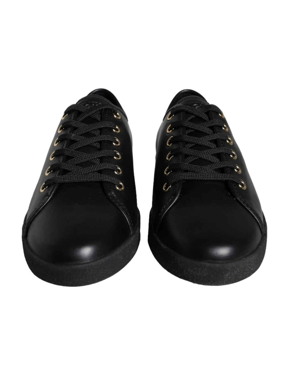 Dolce & Gabbana Black Gold Leather Classic Sneakers Shoes - Zeiniez