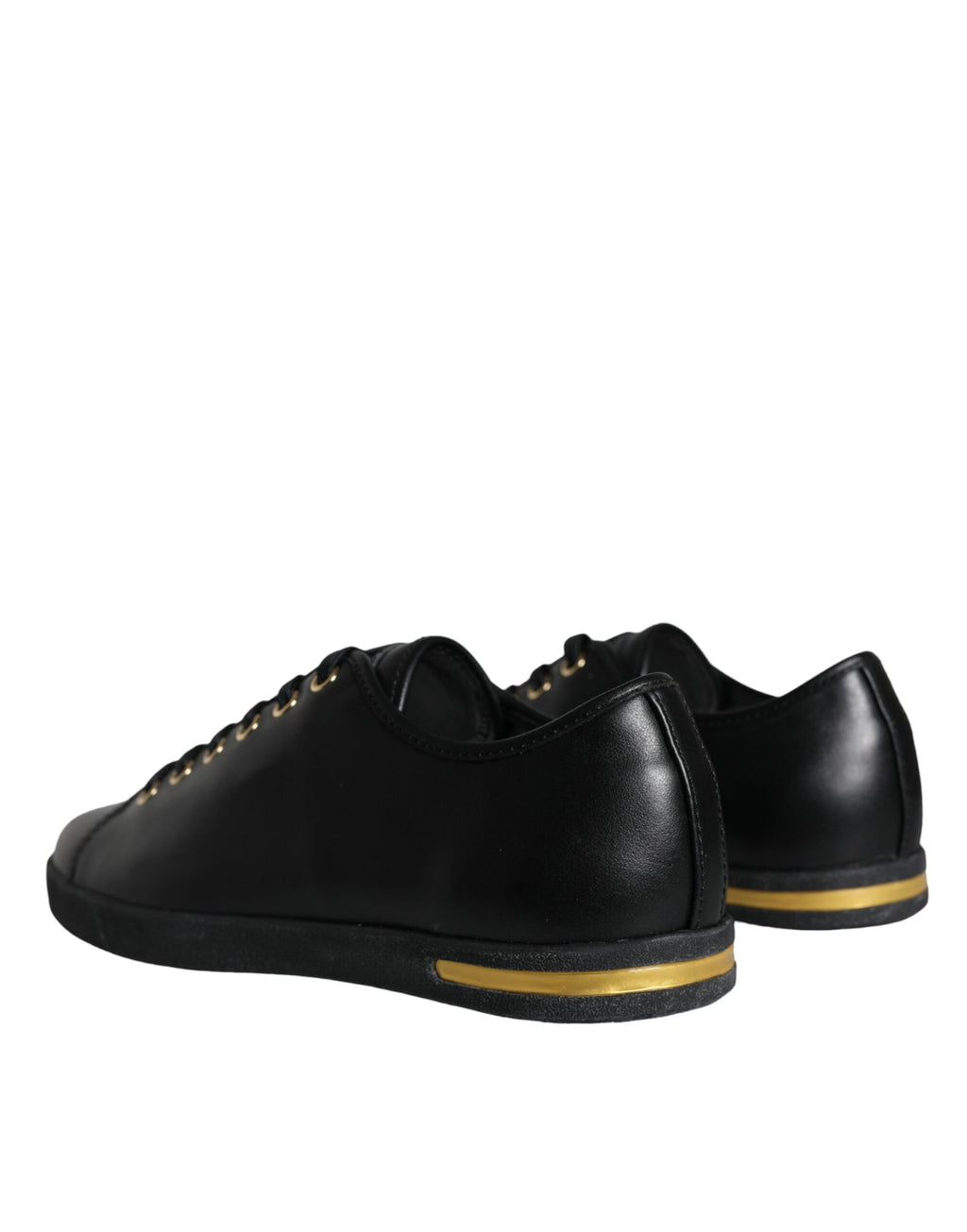 Dolce & Gabbana Black Gold Leather Classic Sneakers Shoes - Zeiniez