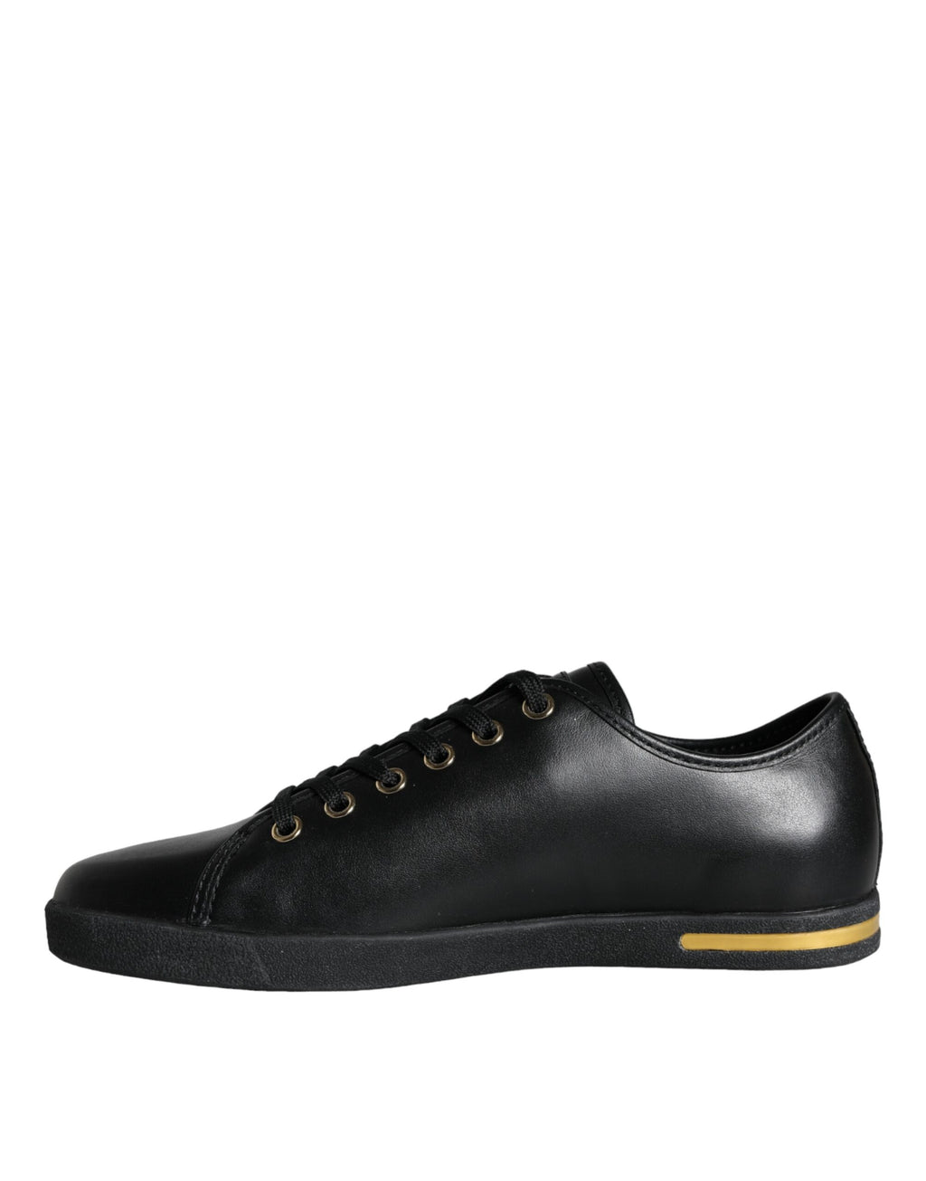 Dolce & Gabbana Black Gold Leather Classic Sneakers Shoes - Zeiniez