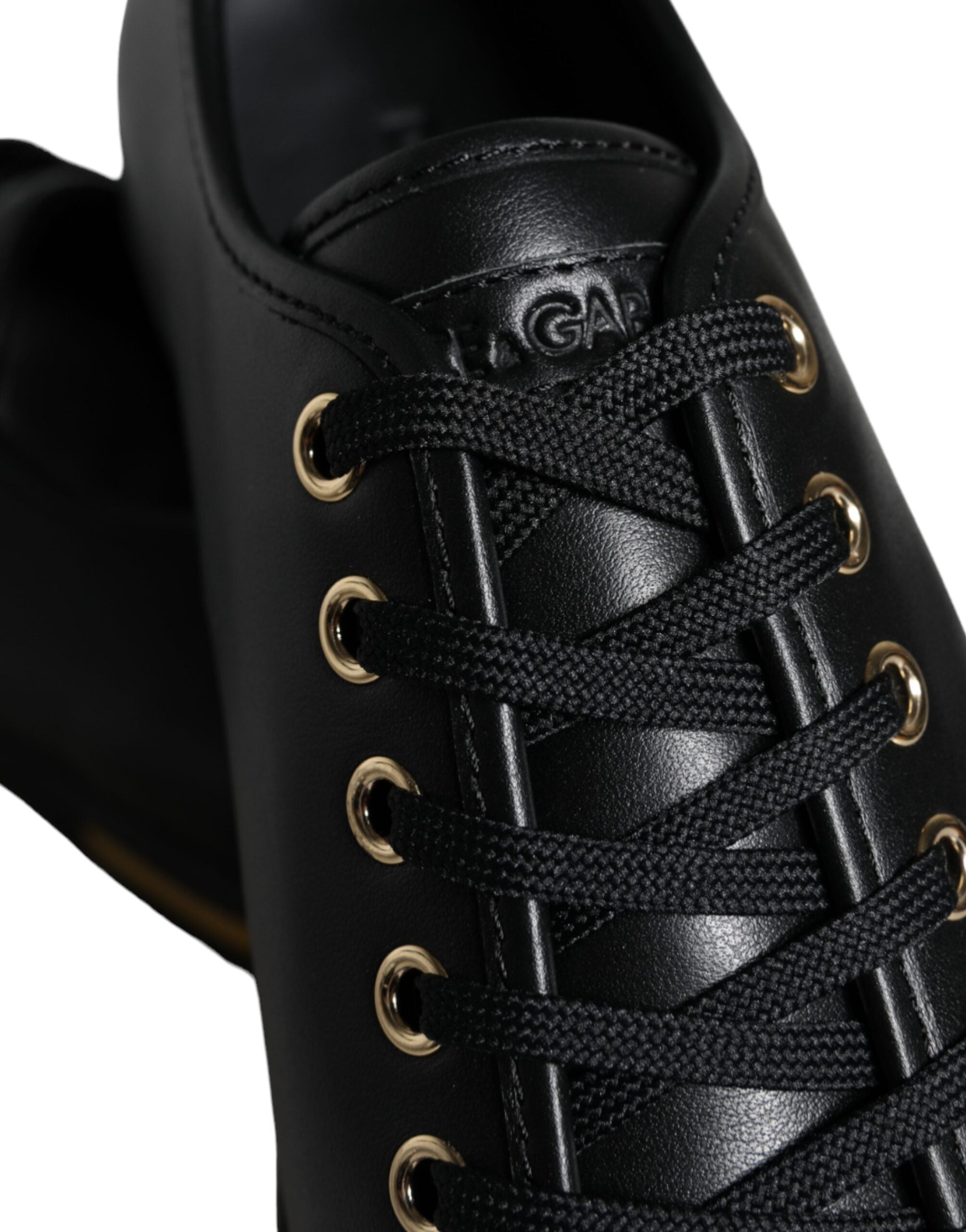 Dolce & Gabbana Black Gold Leather Classic Sneakers Shoes - Zeiniez