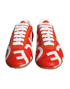 Dolce & Gabbana Red White Leather Logo Casual Sneakers Shoes - Zeiniez