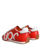 Dolce & Gabbana Red White Leather Logo Casual Sneakers Shoes - Zeiniez