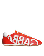 Dolce & Gabbana Red White Leather Logo Casual Sneakers Shoes - Zeiniez