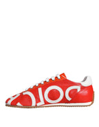 Dolce & Gabbana Red White Leather Logo Casual Sneakers Shoes - Zeiniez
