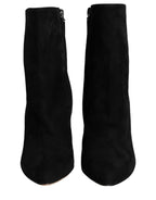 Dolce & Gabbana Black Suede Leather Mid Calf Boots Shoes - Zeiniez