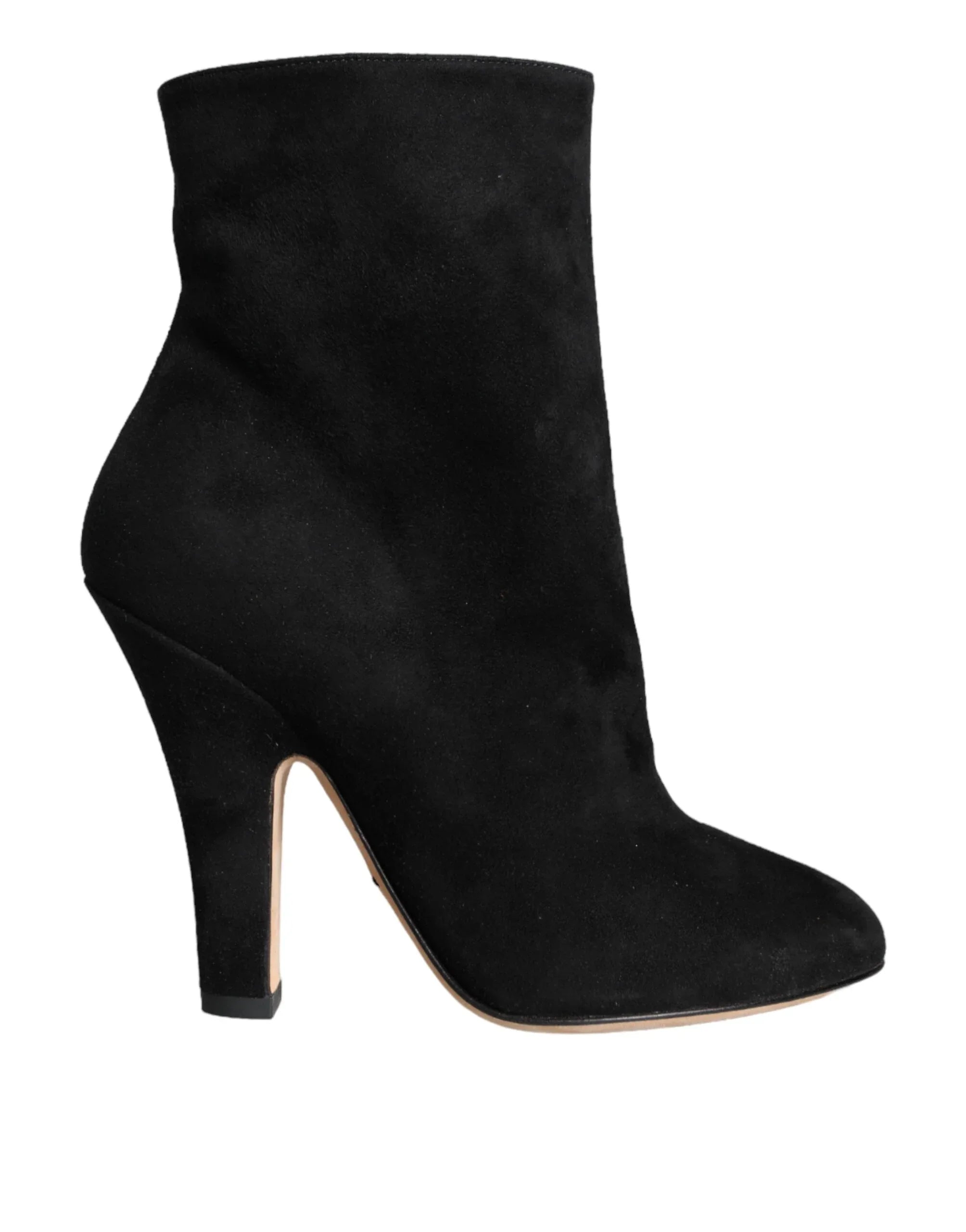 Dolce & Gabbana Black Suede Leather Mid Calf Boots Shoes - Zeiniez