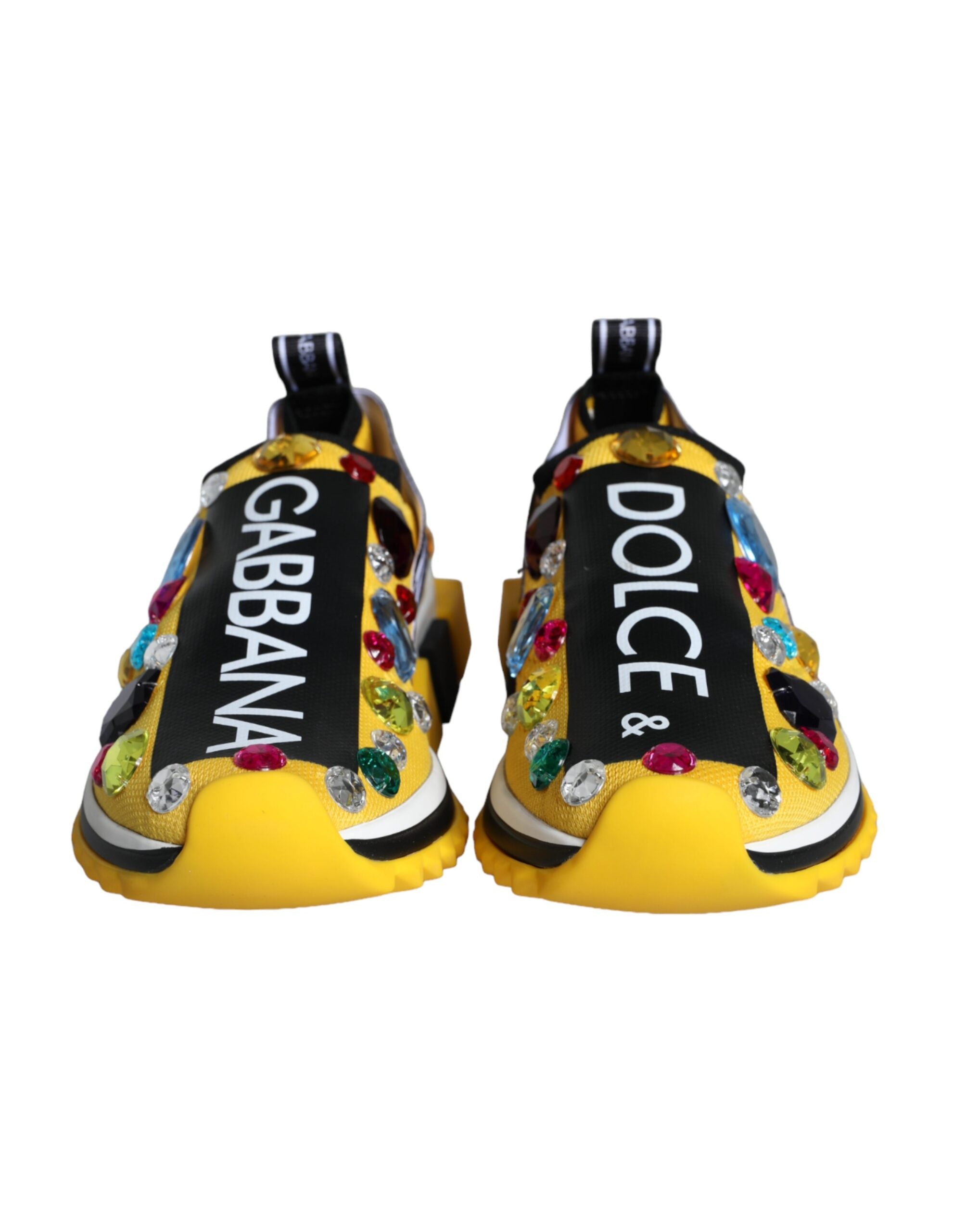 Dolce & Gabbana Yellow Sorrento Crystals Sneakers Womens Shoes - Zeiniez