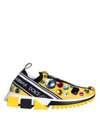 Dolce & Gabbana Yellow Sorrento Crystals Sneakers Womens Shoes - Zeiniez