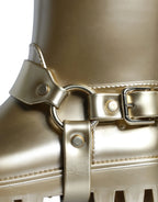 Dolce & Gabbana Metallic Gold Rubber PVC Rain Boots Shoes - Zeiniez