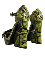 Dolce & Gabbana Green Exotic Leather Ankle Strap Heels Sandals Shoes - Zeiniez