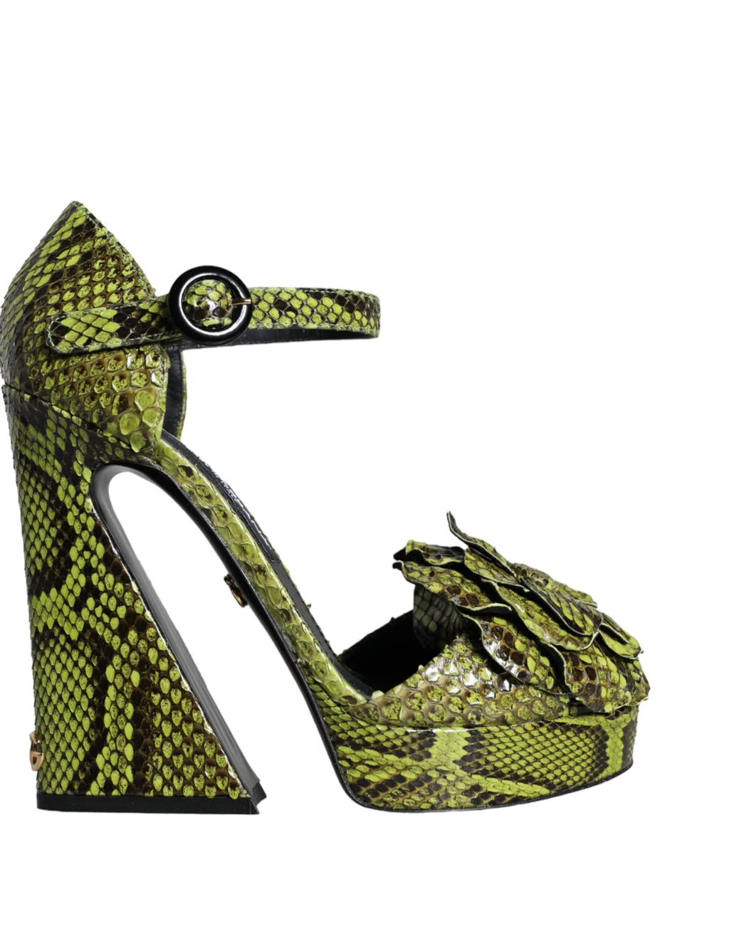 Dolce & Gabbana Green Exotic Leather Ankle Strap Heels Sandals Shoes - Zeiniez