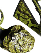 Dolce & Gabbana Green Exotic Leather Ankle Strap Heels Sandals Shoes - Zeiniez