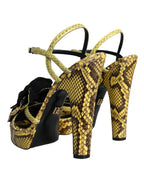 Dolce & Gabbana Yellow Exotic Leather Ankle Strap Heels Sandals Shoes - Zeiniez