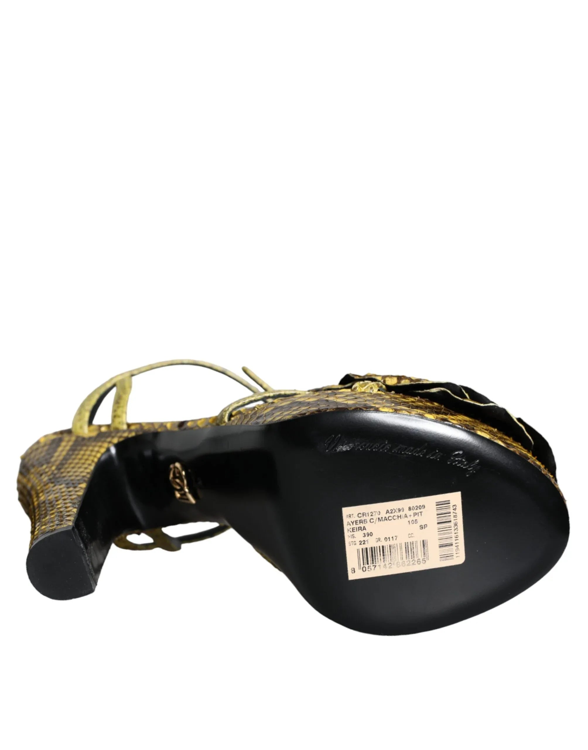 Dolce & Gabbana Yellow Exotic Leather Ankle Strap Heels Sandals Shoes - Zeiniez