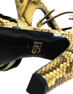 Dolce & Gabbana Yellow Exotic Leather Ankle Strap Heels Sandals Shoes - Zeiniez