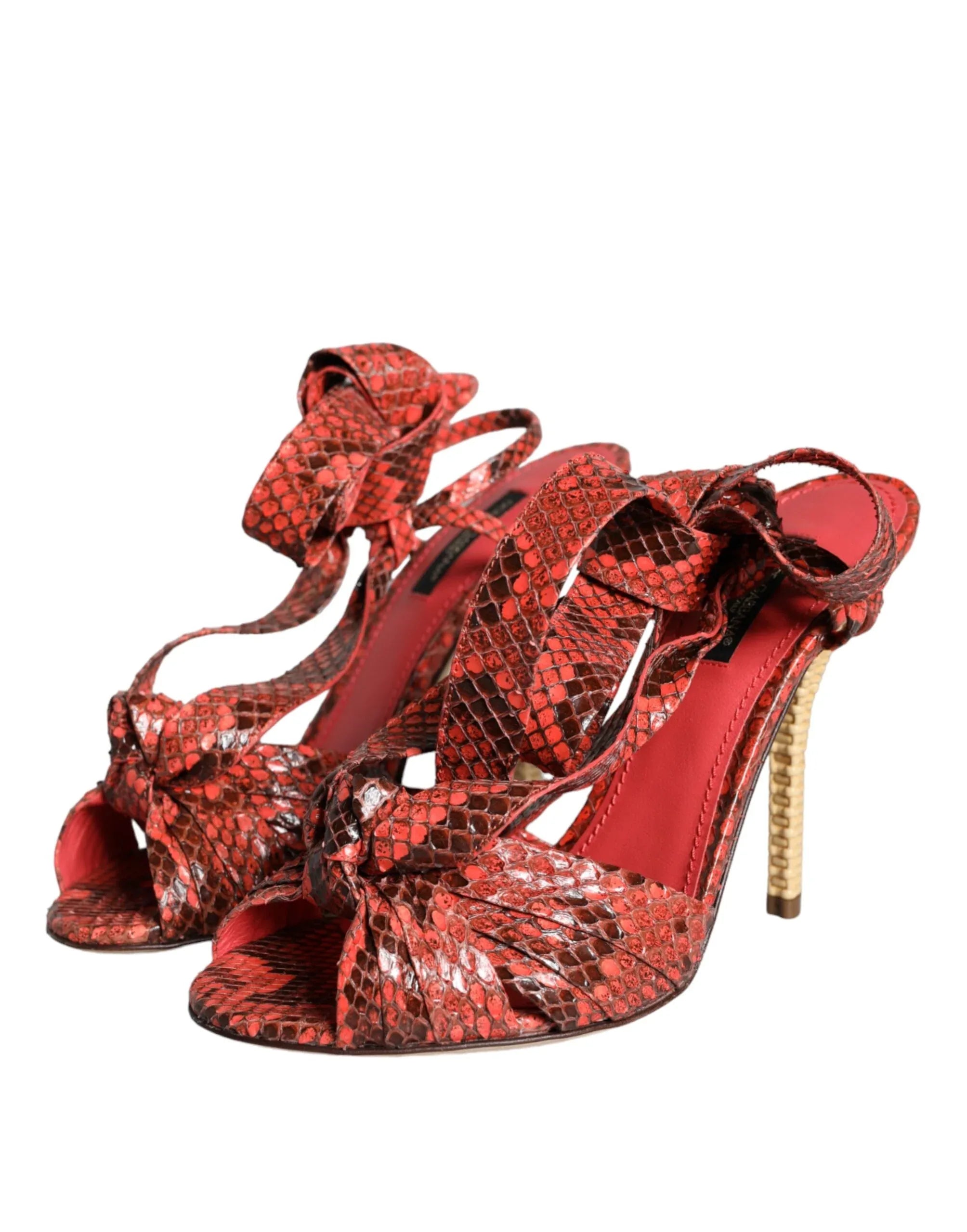Dolce & Gabbana Coral Exotic Leather Heels Sandals Shoes - Zeiniez