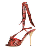 Dolce & Gabbana Coral Exotic Leather Heels Sandals Shoes - Zeiniez