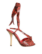 Dolce & Gabbana Coral Exotic Leather Heels Sandals Shoes - Zeiniez