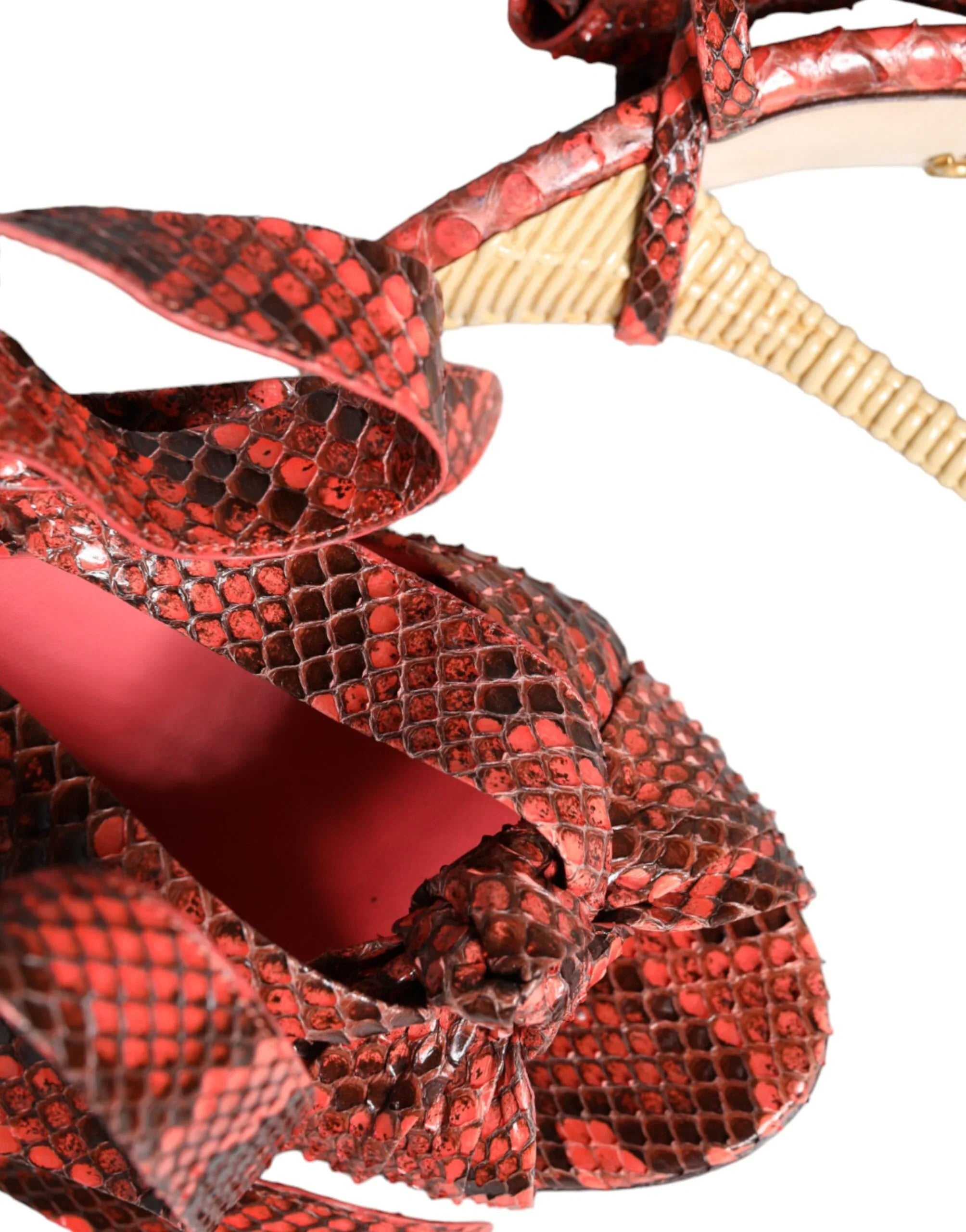 Dolce & Gabbana Coral Exotic Leather Heels Sandals Shoes - Zeiniez