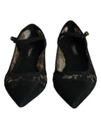 Dolce & Gabbana Black Taormina Lace Bellucci Flats Shoes - Zeiniez