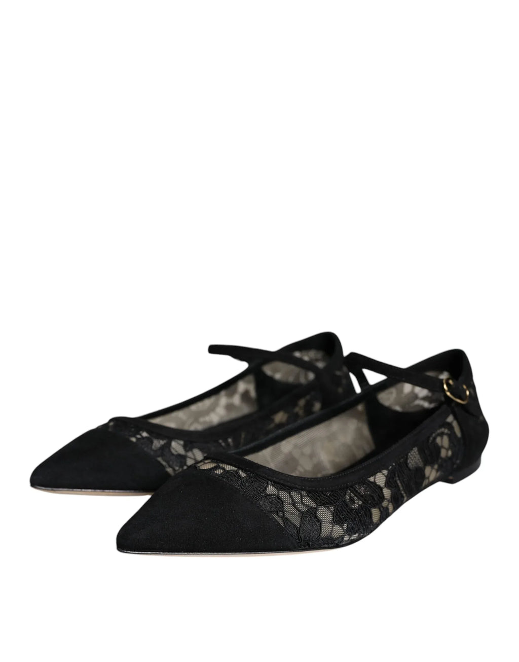 Dolce & Gabbana Black Taormina Lace Bellucci Flats Shoes - Zeiniez