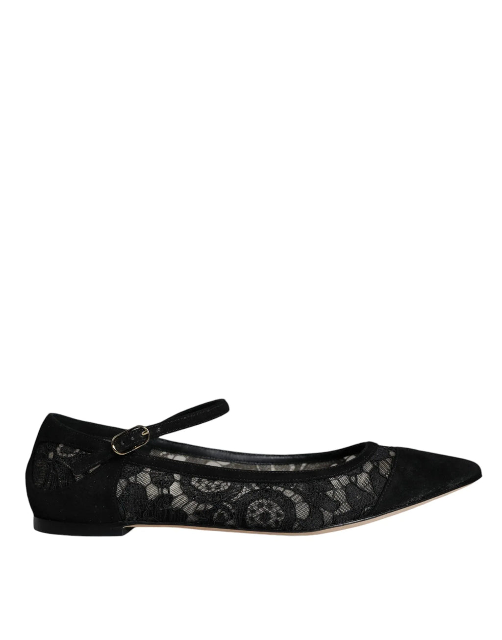 Dolce & Gabbana Black Taormina Lace Bellucci Flats Shoes - Zeiniez
