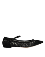 Dolce & Gabbana Black Taormina Lace Bellucci Flats Shoes - Zeiniez