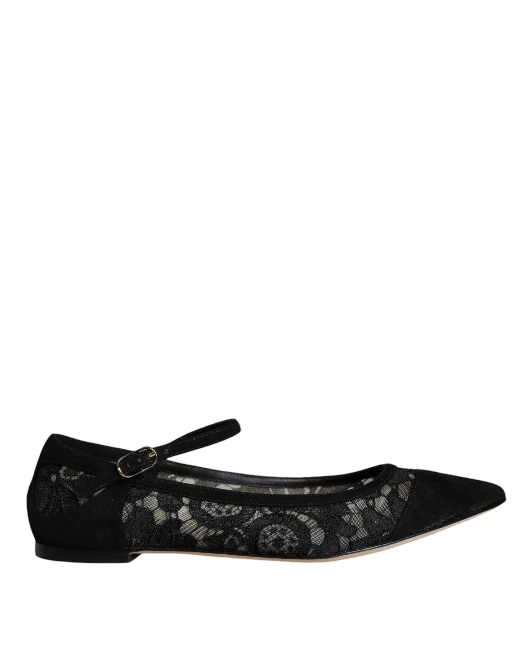 Dolce & Gabbana Black Taormina Lace Bellucci Flats Shoes - Zeiniez