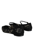 Dolce & Gabbana Black Taormina Lace Bellucci Flats Shoes - Zeiniez