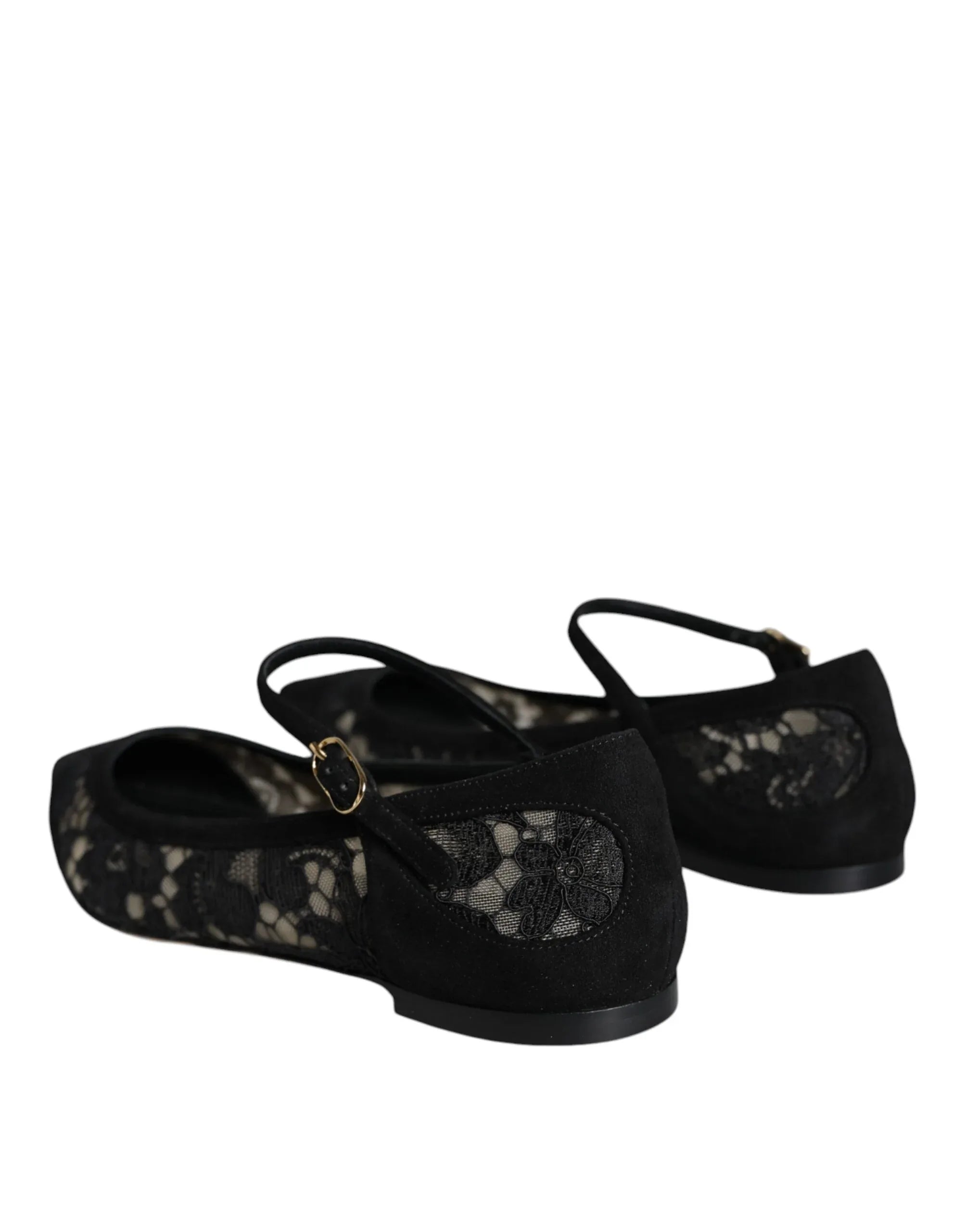 Dolce & Gabbana Black Taormina Lace Bellucci Flats Shoes - Zeiniez