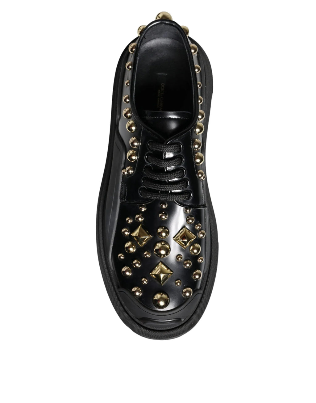 Dolce & Gabbana Black Leather Trekking Derby Embellished Shoes - Zeiniez