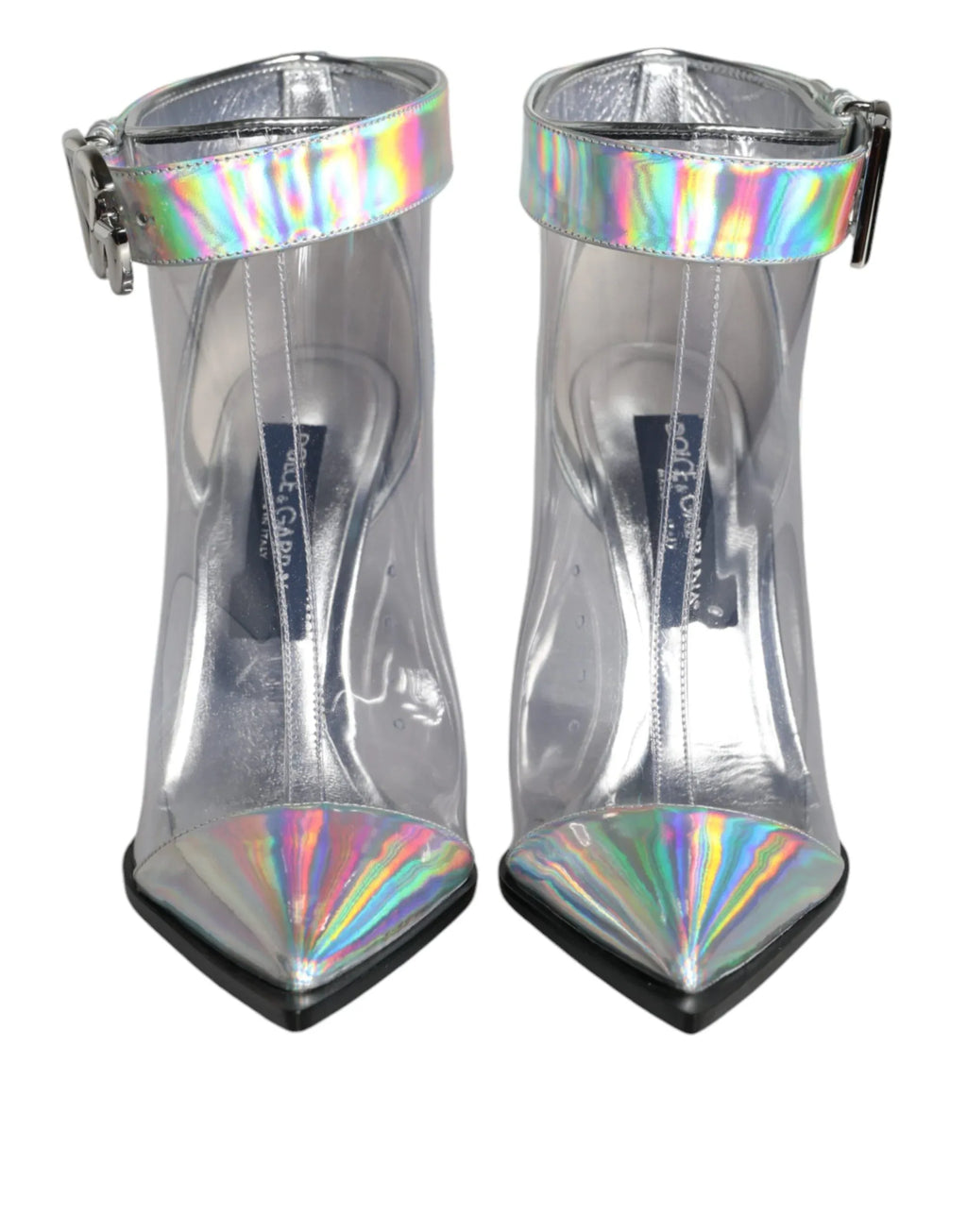 Dolce & Gabbana Silver Iridescent PVC Pointed Short Boots Shoes - Zeiniez