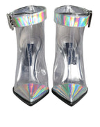 Dolce & Gabbana Silver Iridescent PVC Pointed Short Boots Shoes - Zeiniez