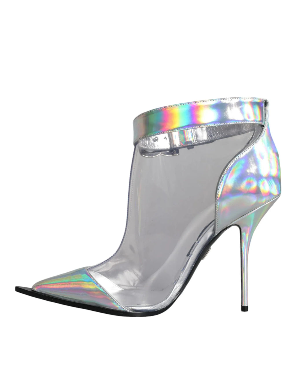 Dolce & Gabbana Silver Iridescent PVC Pointed Short Boots Shoes - Zeiniez