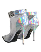 Dolce & Gabbana Silver Iridescent PVC Pointed Short Boots Shoes - Zeiniez
