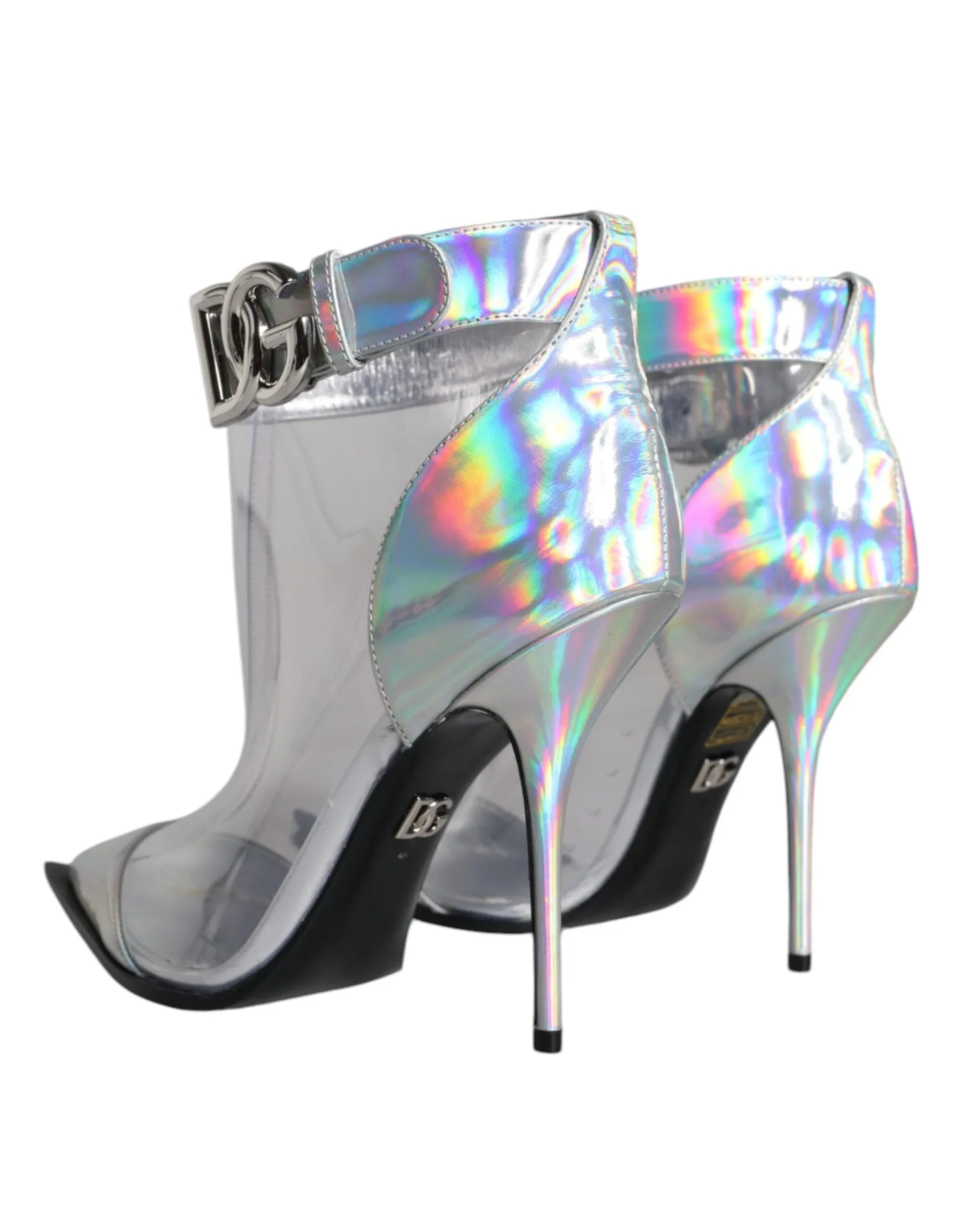 Dolce & Gabbana Silver Iridescent PVC Pointed Short Boots Shoes - Zeiniez