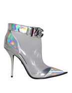 Dolce & Gabbana Silver Iridescent PVC Pointed Short Boots Shoes - Zeiniez
