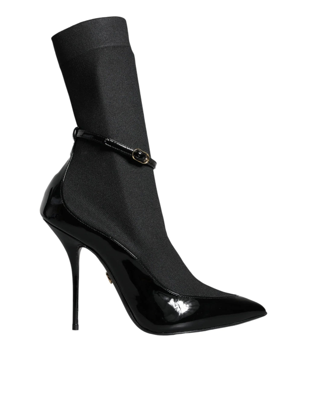 Dolce & Gabbana Black Leather Stilettos Booties Socks Shoes - Zeiniez