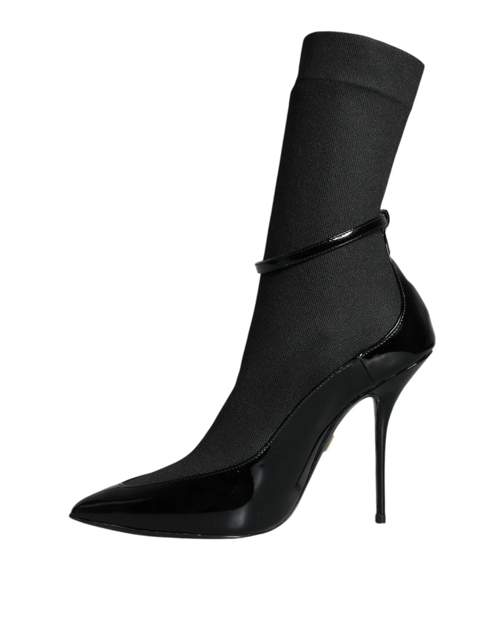 Dolce & Gabbana Black Leather Stilettos Booties Socks Shoes - Zeiniez